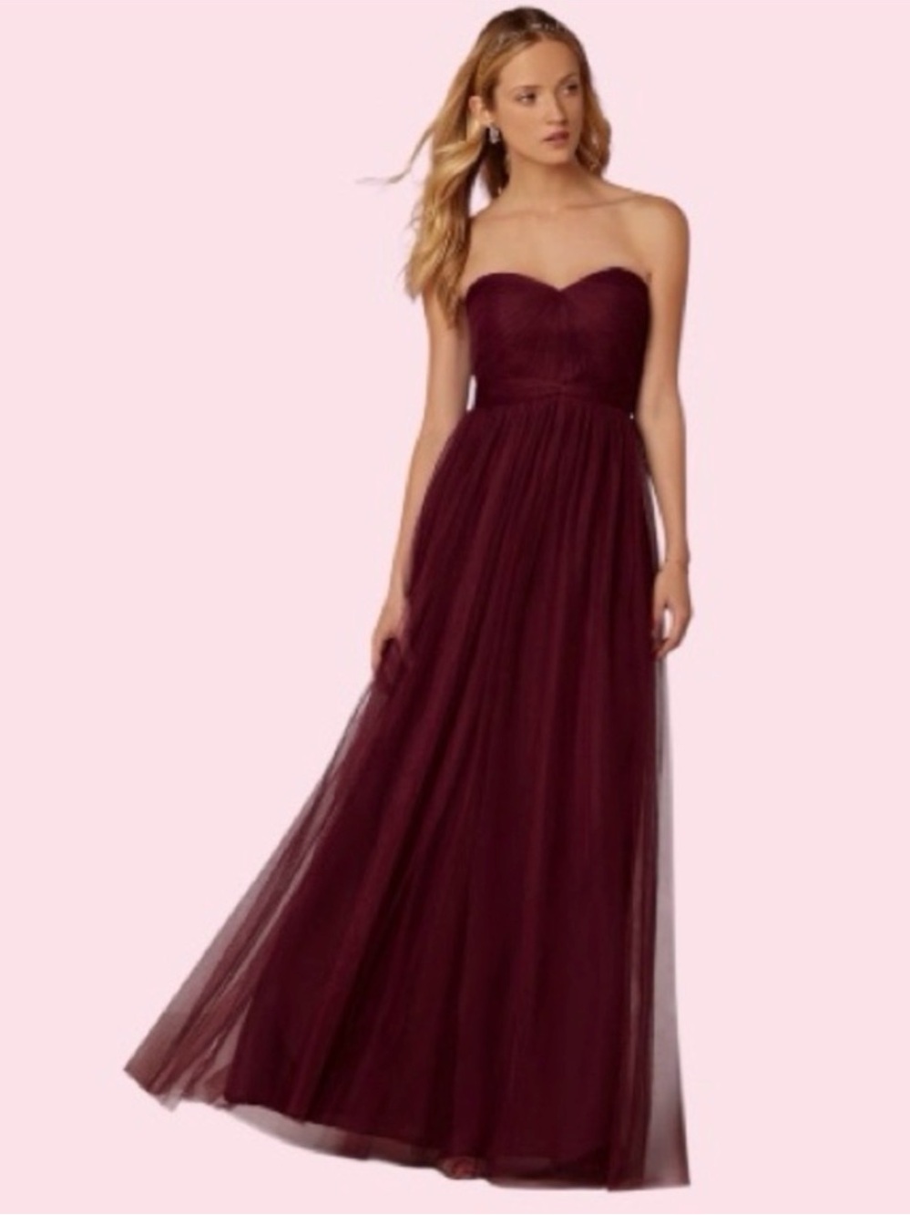 BHLDN x Jenny Yoo Annabelle Convertible Tulle Romantic Dress Burgundy Size 2